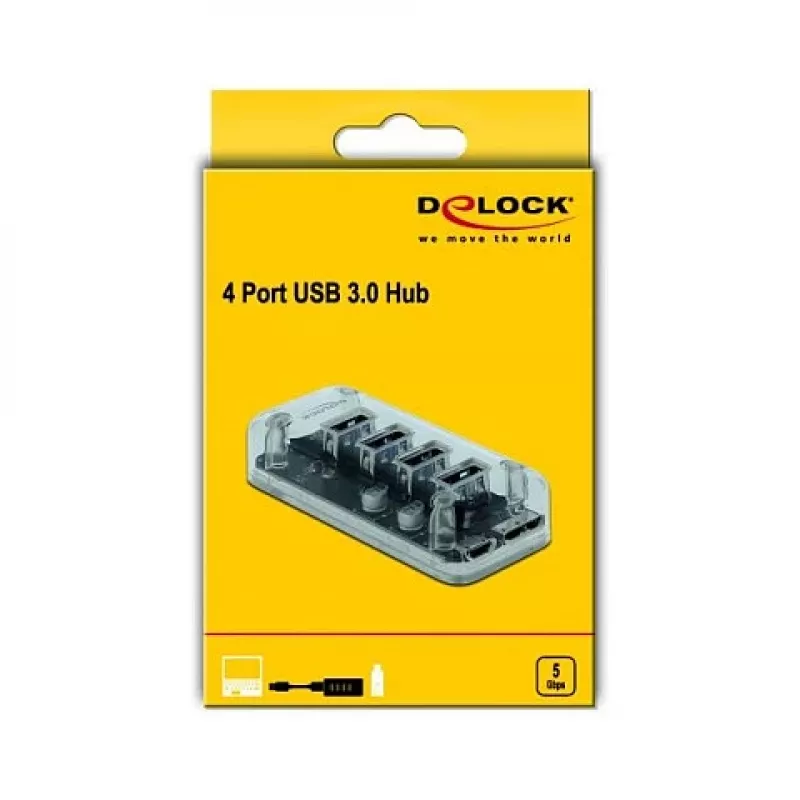 Hub USB DeLOCK 64087 transparente