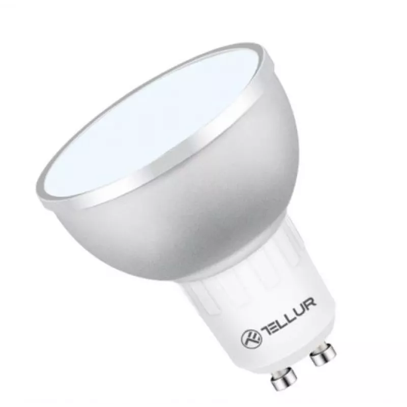 Lâmpada inteligente LED Tellur GU10 5W RGB regulável – casquilho GU10, 5 W, RGB, controlo inteligente