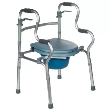 Andarilho de reabilitação REHA FUND RF-133 3em1, estrutura de alumínio/aço, altura ajustável 81–99 cm, 2 rodas, assento, carga máx. 100 kg