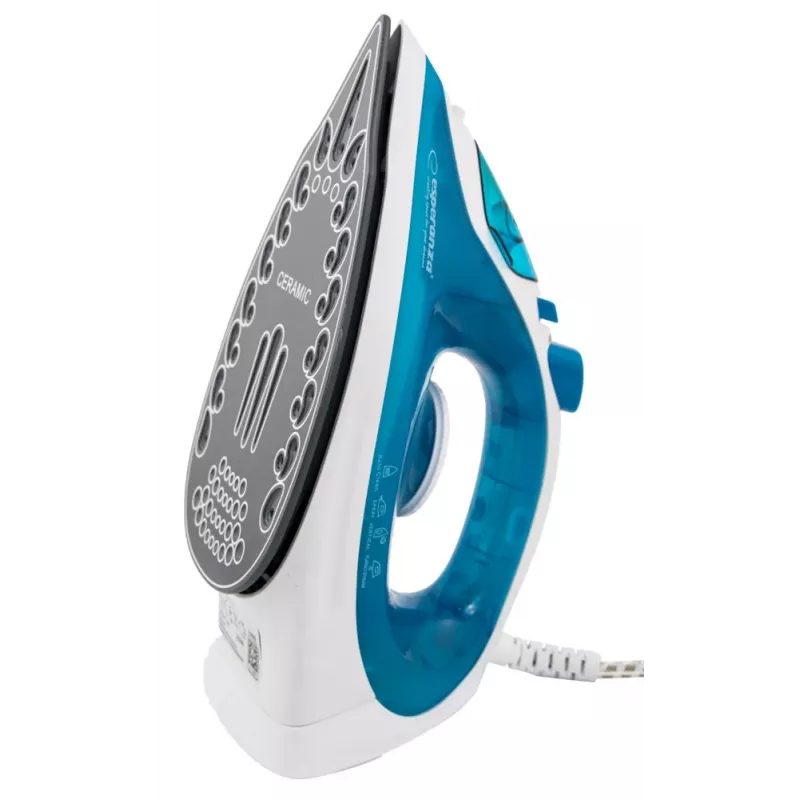 Ferro a vapor Esperanza EHI002 Slider, 2200 W, base cerâmica, vapor vertical, branco/azul