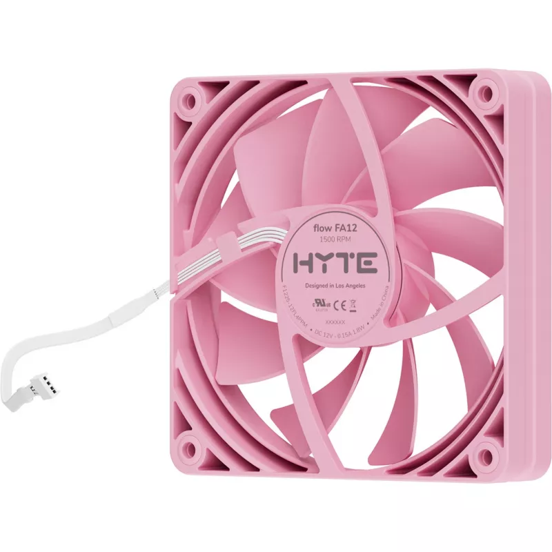 Ventoinha de refrigeração para computador HYTE FA12-SM-4 120 mm, 1500 rpm, 72 m³/h, 1,6 mmH2O, FDB, rosa, 4 unid.