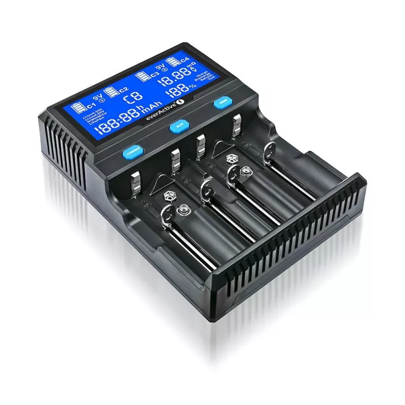 Carregador everActive UC-4200 para baterias cilíndricas Li-ion e Ni-MH