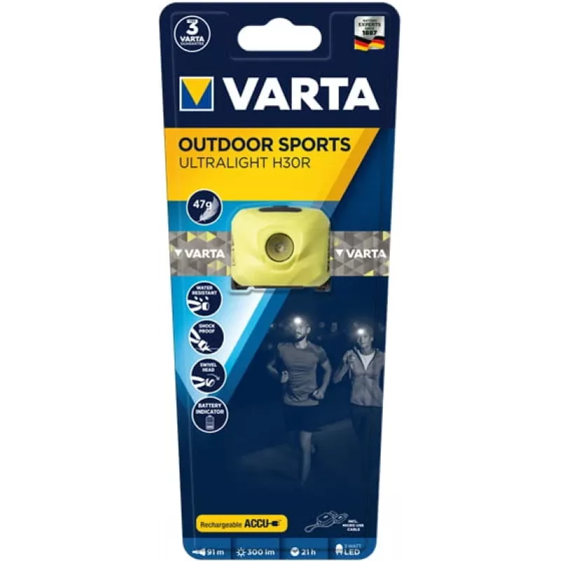 Lanterna de cabeça Varta OUTDOOR SPORTS ULTRALIGHT H30R lima