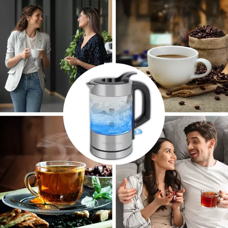 Chaleira ProfiCook PC-WKS 1228 G 0,5 L 1100 W aço inoxidável, transparente