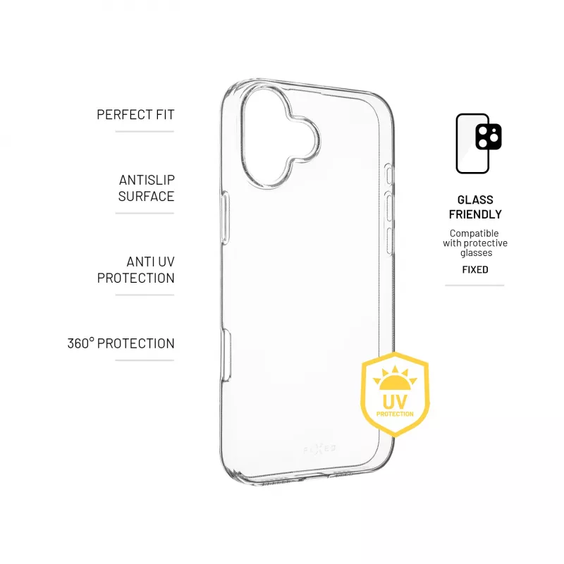 Capa traseira FIXED Story AntiUV | Apple | iPhone 16 Plus | TPU | Transparente