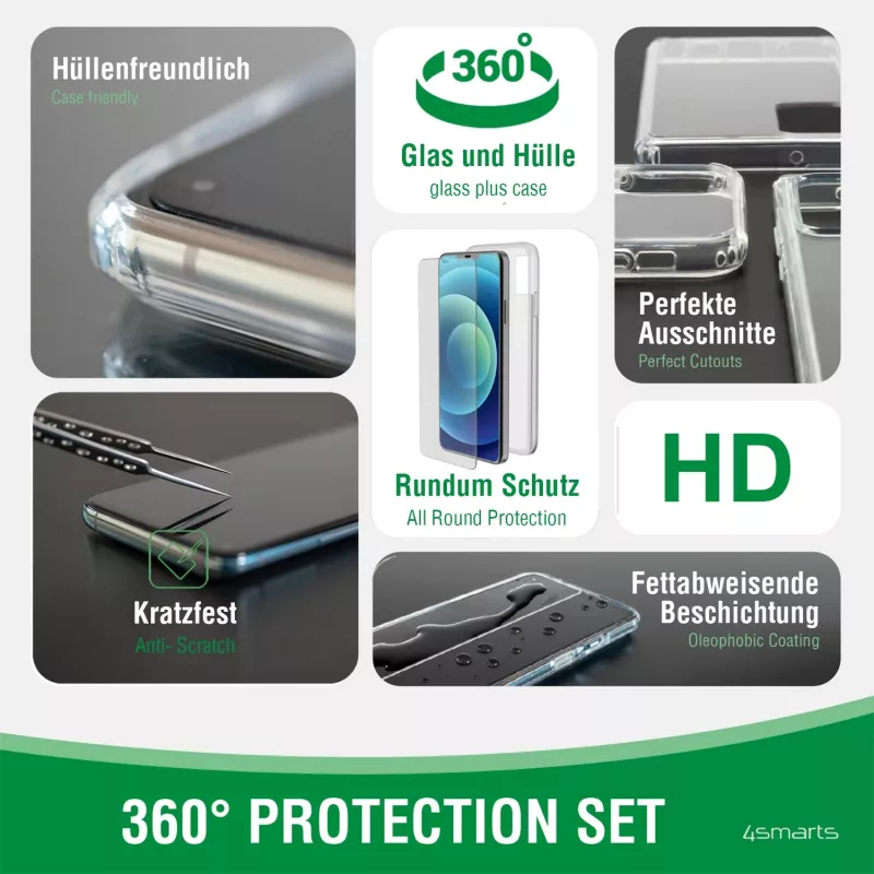 Capa para telemóvel 4smarts 360° Starter Set 11,9 cm transparente