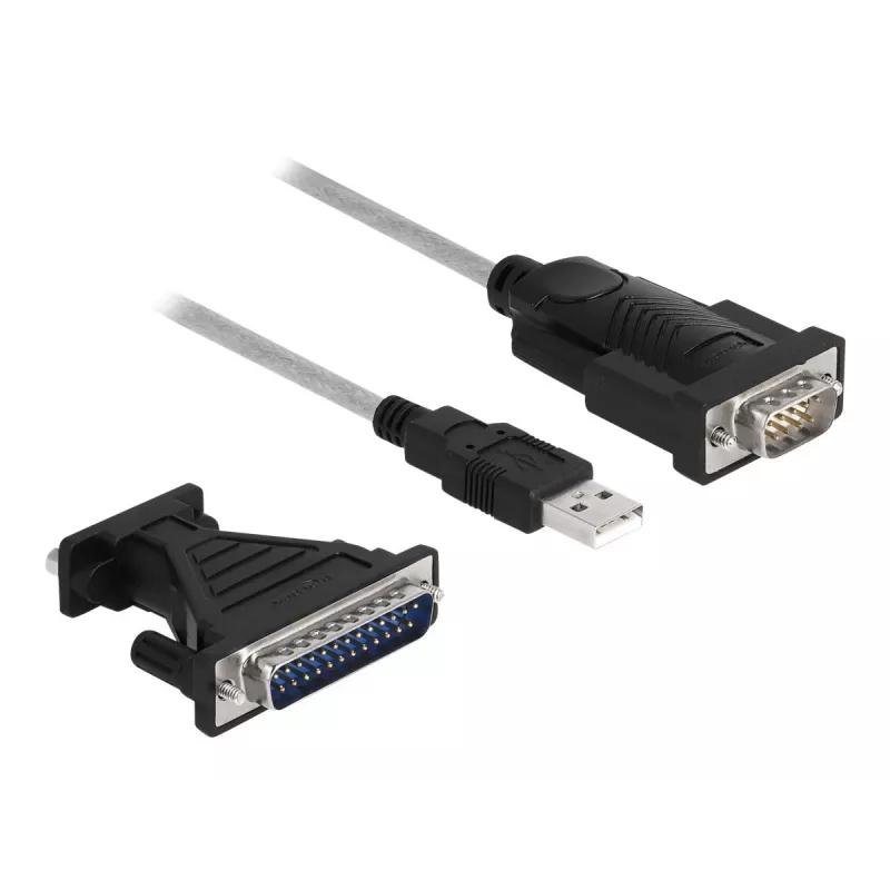 Adaptador DeLOCK USB 2.0 Type-A para série RS-232 D-Sub 9 + D-Sub 25