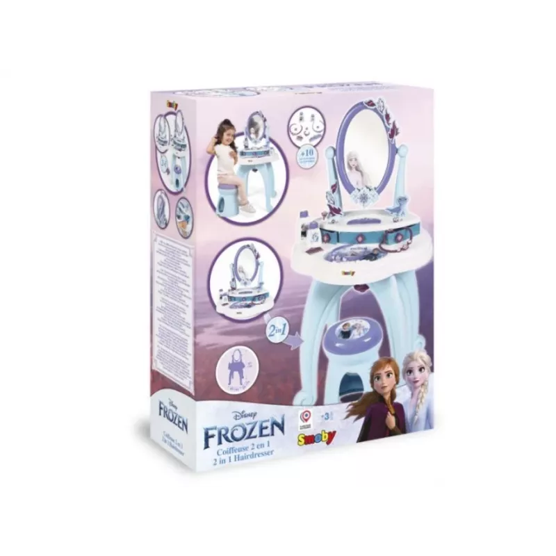 Penteadeira Smoby Frozen 2 em 1 azul roxo 3 a 6 anos