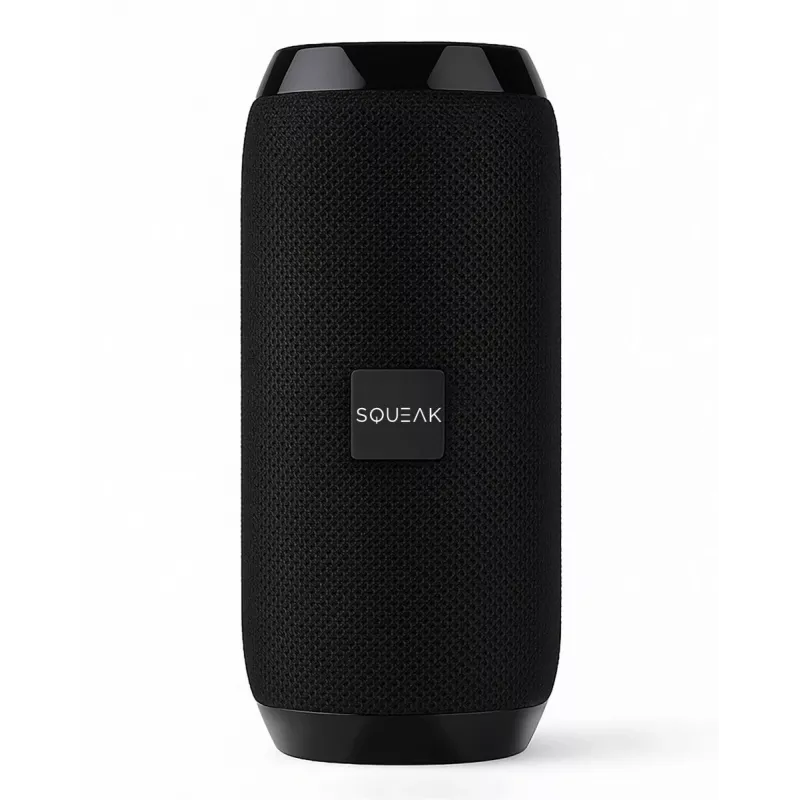 Altifalante estéreo Bluetooth portátil SQUEAK SQ1008 — 14W RMS, Bluetooth 5.3, 1200 mAh, IPX4, FM, LED, AUX, USB