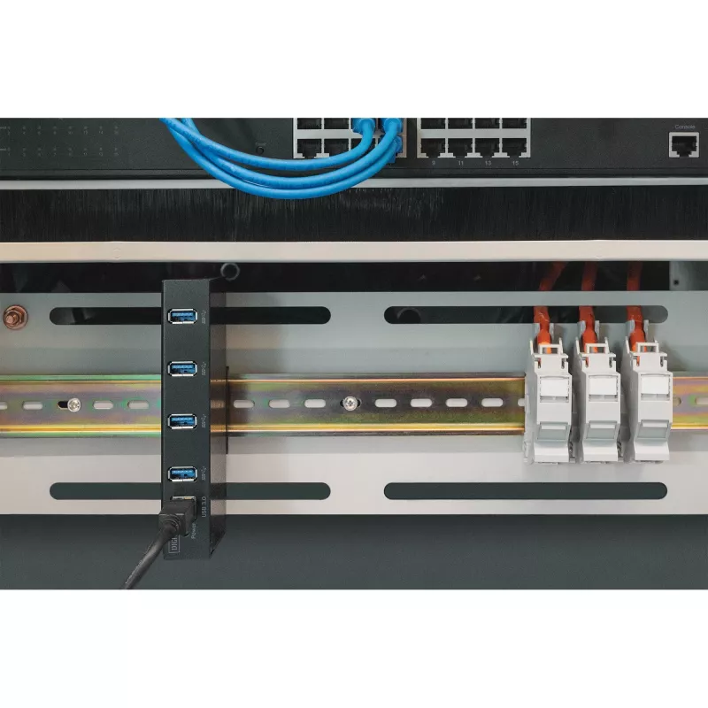 Hub USB DIGITUS 4 portas 3.0->4xA3.0 industrial line preto