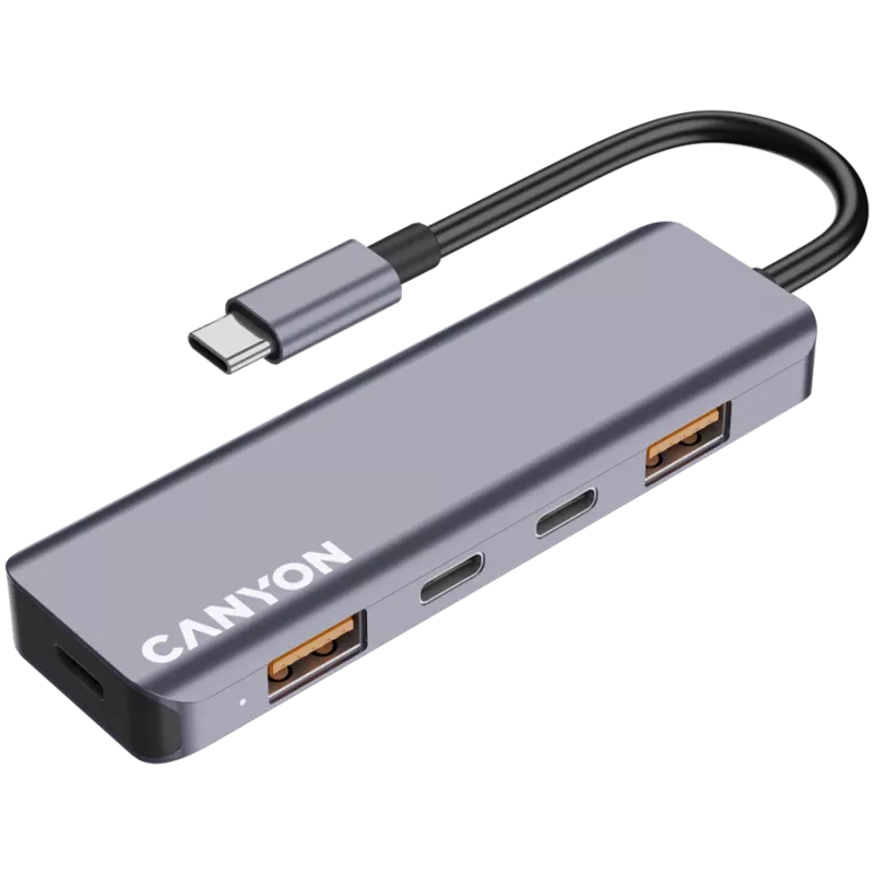 Canyon DS-18 - Hub USB-C - 5 portas - 1x USB-C 5V DC carregamento - 2x USB-C - 10 Gbit/s - 2x USB 3.2