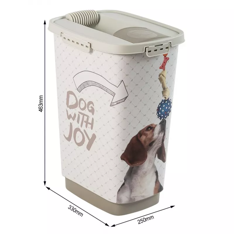 Recipiente de plástico hermético rotho Cody bege 25 L — armazenamento de alimentos para animais, 463×330×250 mm, 3 kg