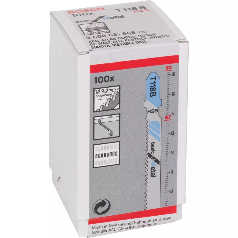 Lâminas de serra de vaivém Bosch 2 608 631 965 — Aço rápido (HSS), 9,2 cm, pack de 100