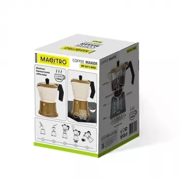 Cafeteira moka de alumínio Maestro MR-1657-3-BEIGE – cafeteira expresso para 3 chávenas, bege