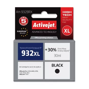 Tinteiro Activejet AH-932BRX (substituto para HP 932XL CN053AE; Premium; 30 ml; preto)