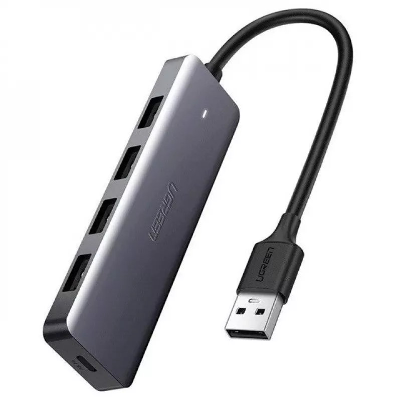 Ugreen Hub 4-em-1 Adaptador USB-C para 4× USB 3.0 + USB-C Cinzento