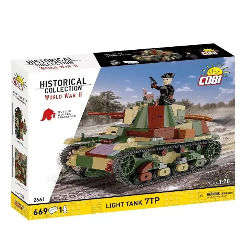 Blocos de construção Cobi Carro de combate ligeiro 7TP modelo, 669 peças, COBI-2661