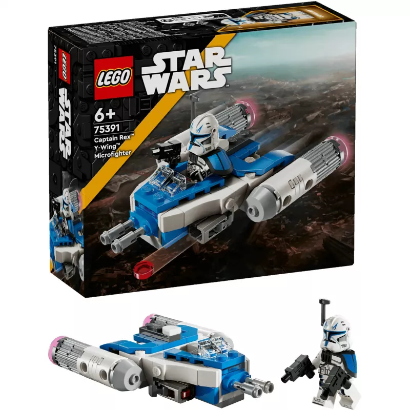 LEGO Star Wars Captain Rex Y-Wing Microfighter Peça de colecionador – Brinquedo de nave espacial das Guerras Clônicas com uma minifigura de personagem para meninos a partir dos 6 anos