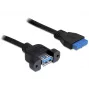 Cabo USB 3.0 F/F DeLOCK 83118 0,5m preto