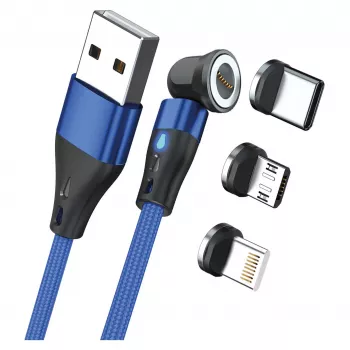 Cabo USB RealPower MagneticCharge3 1 m USB A Azul Carregamento rápido Transferência de dados