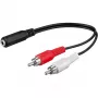 Wentronic Goobay cabo adaptador jack 3,5 mm/RCA, preto, 0,2 m - conector fêmea jack 3,5 mm (3 polos, estéreo) > 2 fichas RCA (áudio esquerdo/direito) (50092)