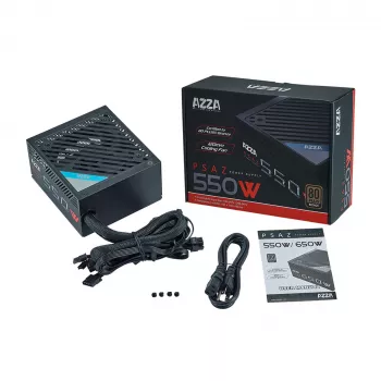 Fonte de alimentação AZZA PSAZ-550W ATX 550 W, 80 PLUS Bronze, ventoinha de 120 mm