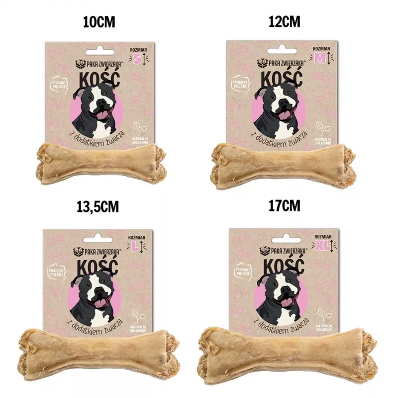 Osso petisco para cães PAKA ZWIERZAKA M 12 cm, 55 g — com estômago, sem cereais, hipoalergénico