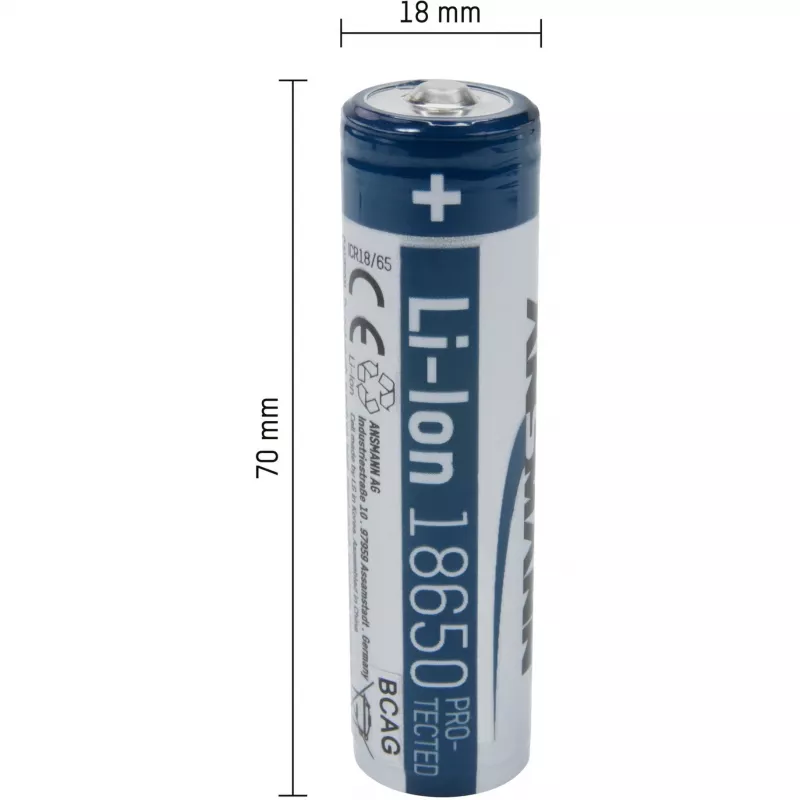 ANSMANN - Bateria 18650 - Li-Ion - 2600 mAh - 9,36 Wh - prateado (1307-0000)