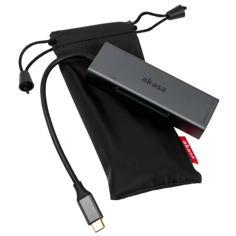 Akasa AK-CR-09BK leitor de cartões 3 em 1 USB 3.2 Gen1 Type-C