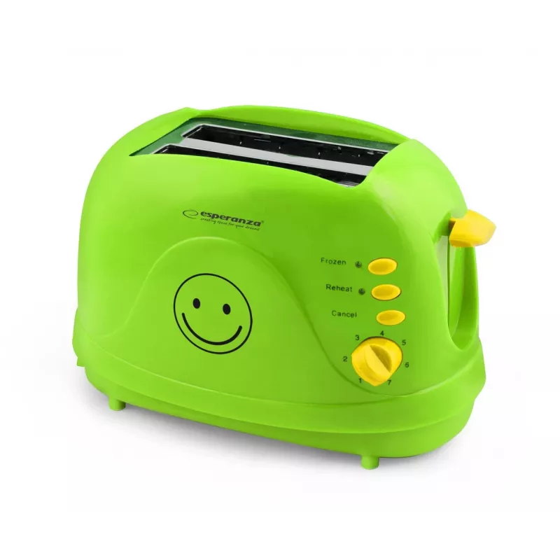 Torradeira elétrica de mesa ESPERANZA EKT003, 2 fatias, 750 W, 7 níveis de tostagem, função de descongelação, gaveta de migalhas removível, verde