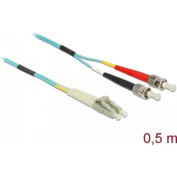 Cabo de fibra ótica DeLOCK 86566 0,5 m LC ST aqua