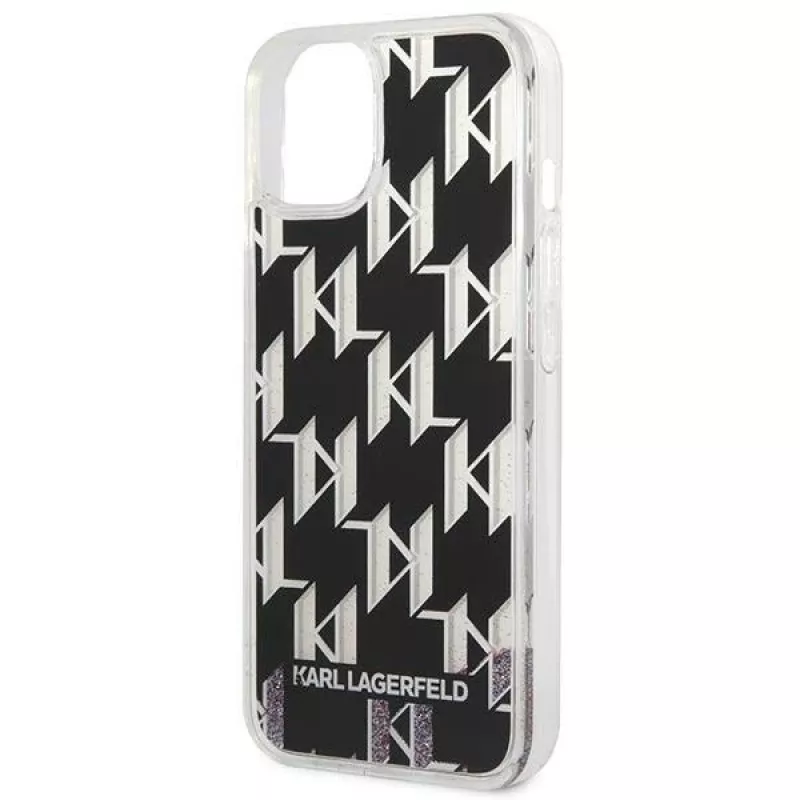 Karl Lagerfeld KLHCP14MLMNMK iPhone 14 Plus 6.7 capa rígida preto / preto Liquid Glitter Monogram