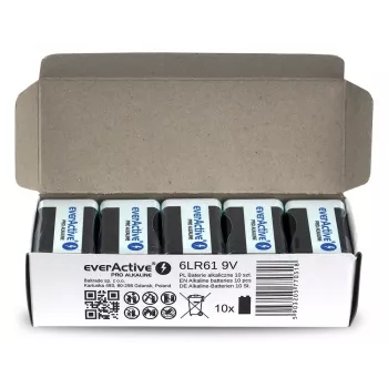Pilha alcalina EverActive Pro Alkaline 6LR61 9V