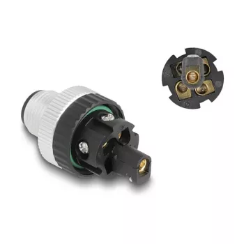 Conector DeLOCK M12 codificação A 5 pinos macho ligação por parafuso