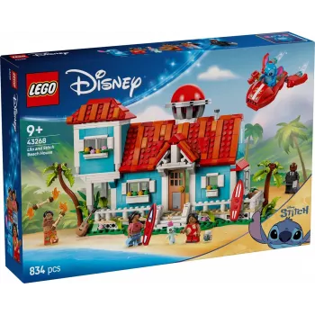 LEGO Disney Set 43268 Casa de Praia – casa modular para construir, 834 peças, 5 minifiguras, idade 9+