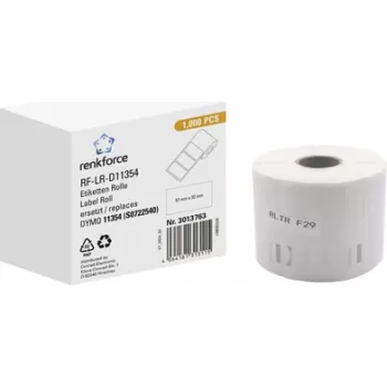 Renkforce Rolo de etiquetas compatível substitui DYMO DYMO 11354, S0722540 57 x 32 mm Papel Branco 1000 unid. adesão permanente Etiquetas universais RF-6027526 (RF-6027526)