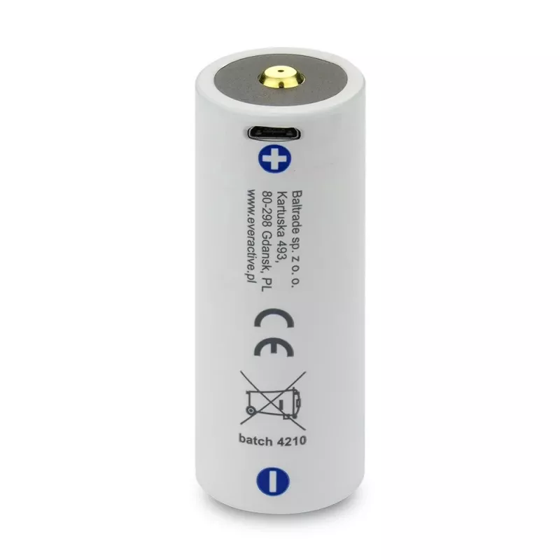 Bateria recarregável everActive EV26650-52M 3,7V 5200mAh com função de carregamento micro-USB