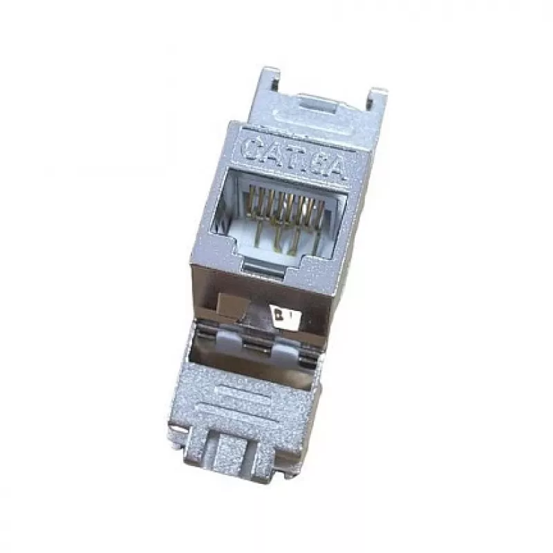 Keystone Jack Cat.6A blindado fino, EQUIP 767223, sem ferramentas, RJ-45, plano, prateado, 8 unid.