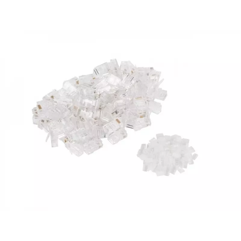 Conector RJ-45 LANBERG PLU-6000 para cabo Cat6 U/UTP, transparente/branco, pack de 100