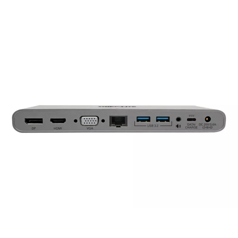 Eaton Tripp Lite Dock USB-C, Triple Display - 4K HDMI/DisplayPort, VGA, USB 3.2 Gen 1, Hub USB-A/USB-C, GbE, carregamento PD 100W, Cabos de alimentação internacionais - Docking station - USB-C