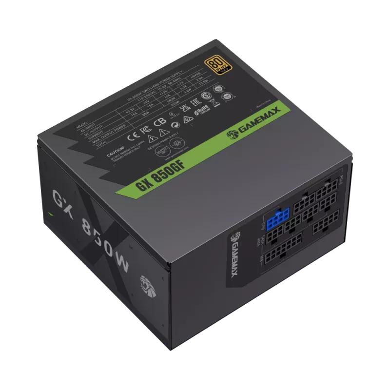Fonte de alimentação Gamemax, 80 PLUS, Gold | GX 850GF | 850 W
