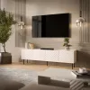 Móvel de TV Cama LUCCA 4D 200x40x59 cm, acabamento cashmere, tampo em aglomerado cinzento