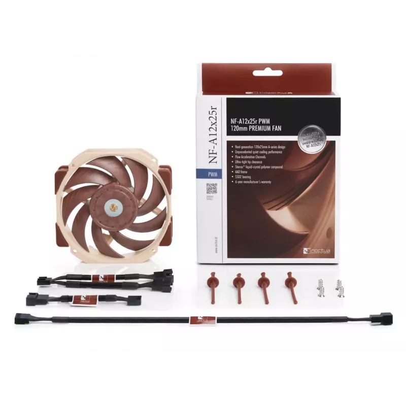 Ventoinha Noctua NF-A12X25R PWM 12 cm bege castanho 2000 RPM 102,1 m³/h