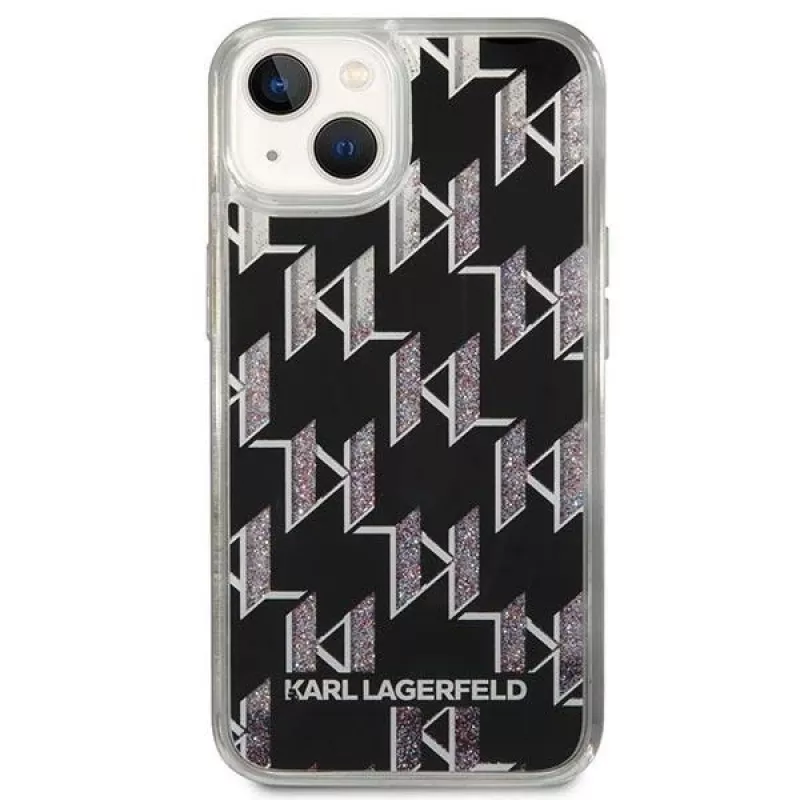 Karl Lagerfeld KLHCP14MLMNMK iPhone 14 Plus 6.7 capa rígida preto / preto Liquid Glitter Monogram