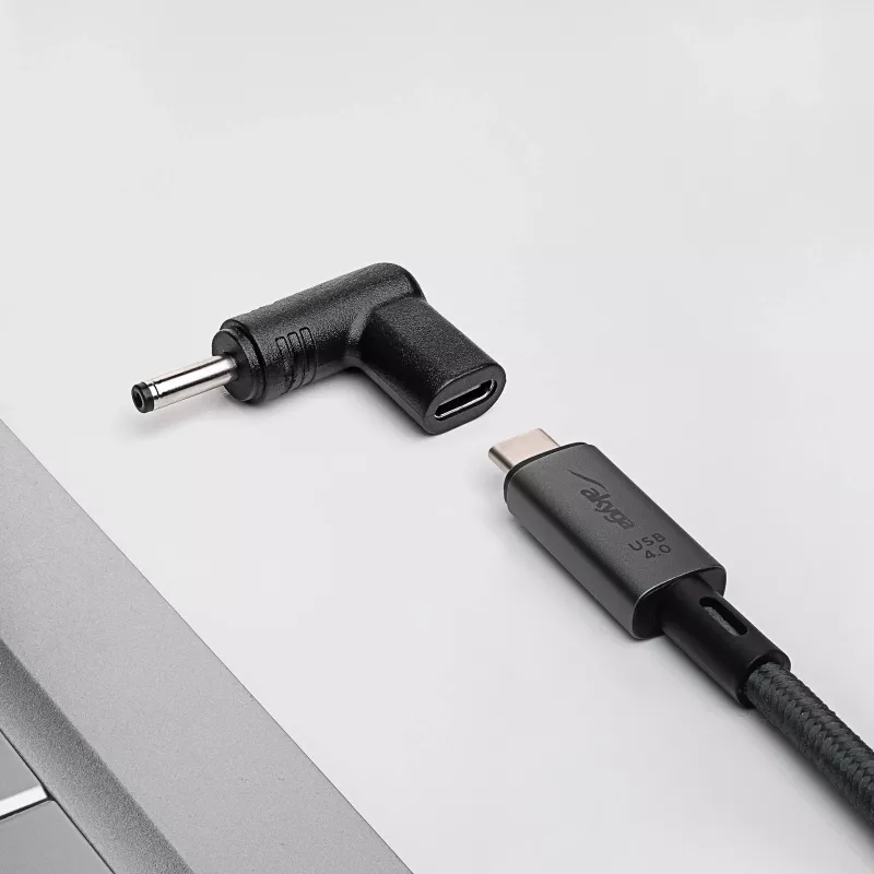 Adaptador de carregamento Akyga AK-ND-C05 USB-C para DC 3,5 x 1,35 mm para portáteis, 18,5-20 V, 100 W