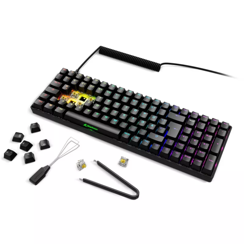 Teclado Sharkoon Skiller SGK50 S2 preto layout DE Gateron Yellow