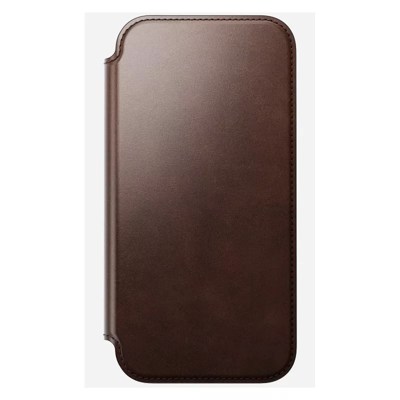 Capa para telemóvel tipo carteira Nomad Modern Leather Folio para iPhone 17 Pro Max — castanha, pele, ecrã de 6,3 polegadas, 4 compartimentos para cartões