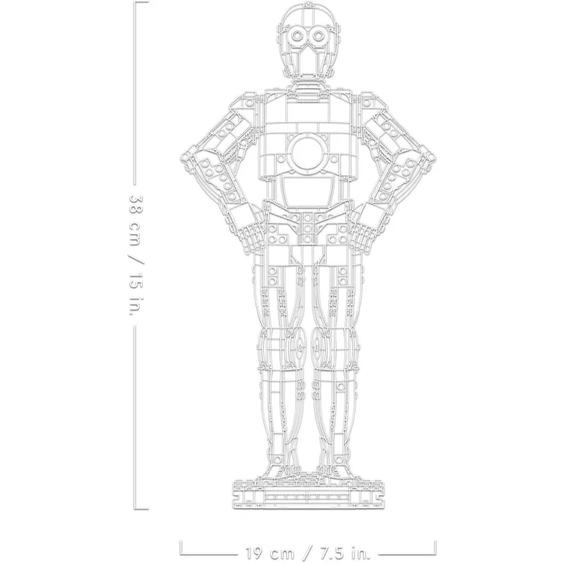 LEGO figura construível Star Wars C-3PO modelo 75398 — 1.138 peças, peça de colecionador para exposição de 380 mm