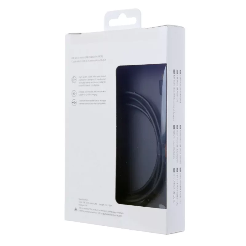 CB-MD1 preto cabo rápido Quick Charge Micro USB-USB | 1m | 5A | 480 Mbps