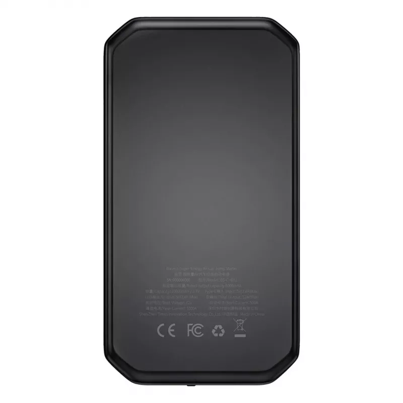 Baseus BS-CH001 - Arrancador, Booster 10000 mAh 12V (1000 A / 500 A) + pinças de crocodilo (preto)